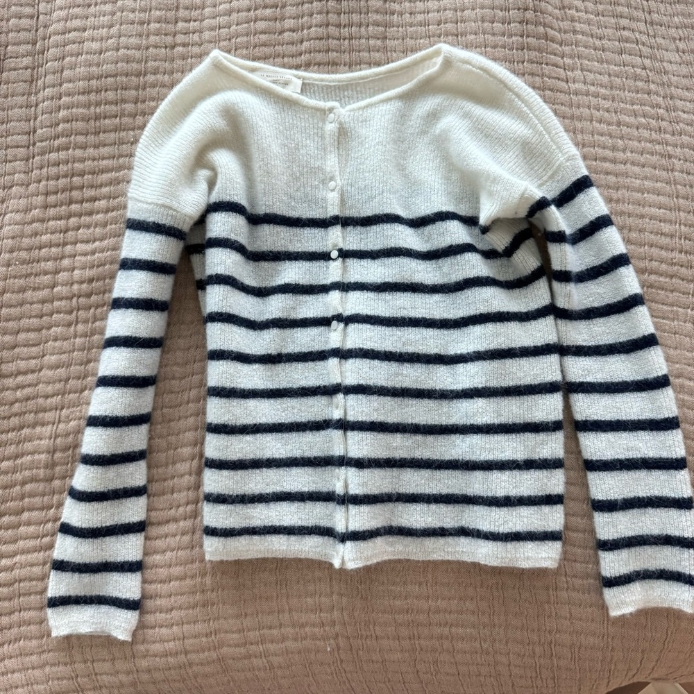 Sezane Gaspard Cardigan Size Ecru Navy Stripe Size XXS